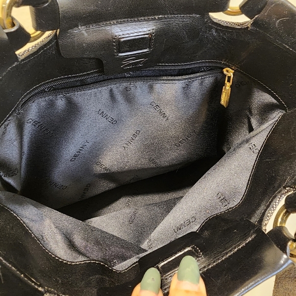 GENNY Black and Gray  Vintage Leather and Canvas Tote Bag - Picture 16 of 16